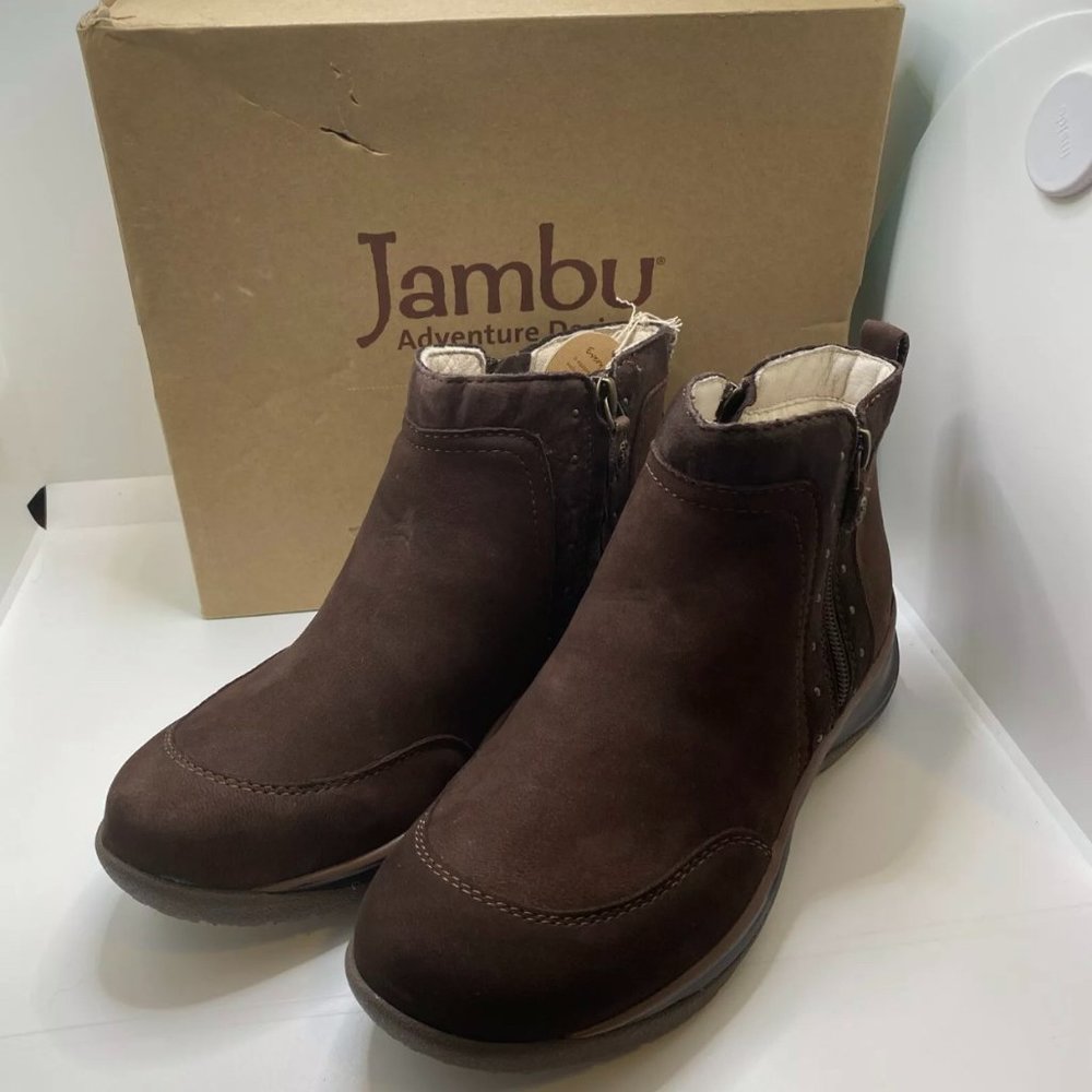 Jambu Womens Camryn Brown Leather Side Zip Ankle Boots Size 7.5 New